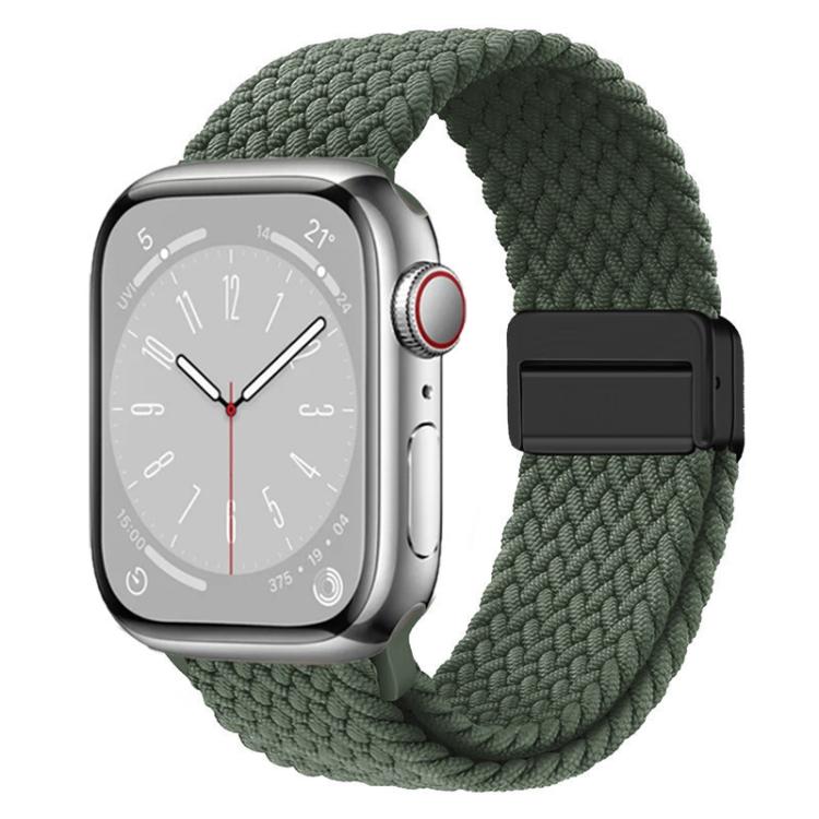 For Apple Watch 46mm / 49mm / 45mm / 44mm xDfind Magnetic Buckle Loop Woven Watch Band(Green) by xDfind
