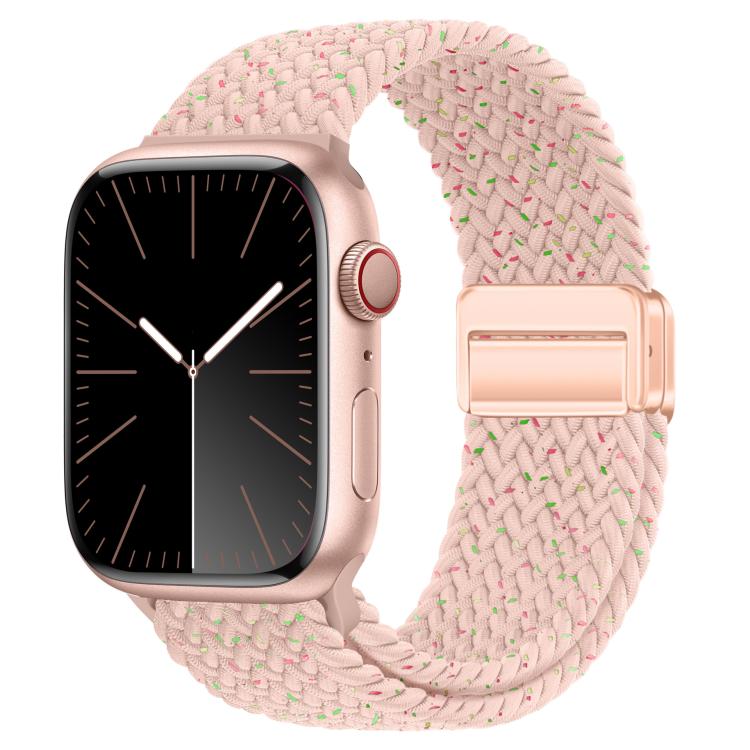 For Apple Watch 46mm / 49mm / 45mm / 44mm xDfind Magnetic Buckle Loop Woven Watch Band(Starlight Pink) by xDfind