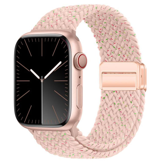 For Apple Watch 46mm / 49mm / 45mm / 44mm xDfind Magnetic Buckle Loop Woven Watch Band(Starlight Pink) by xDfind