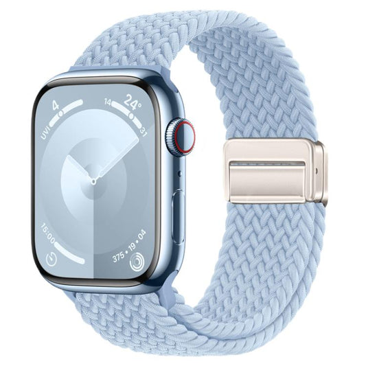 For Apple Watch 46mm / 49mm / 45mm / 44mm xDfind Magnetic Buckle Loop Woven Watch Band(Light Blue) by xDfind