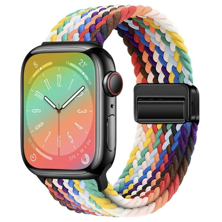 For Apple Watch 42mm / 41mm / 40mm / 38mm xDfind Magnetic Buckle Loop Woven Watch Band(Rainbow) by xDfind