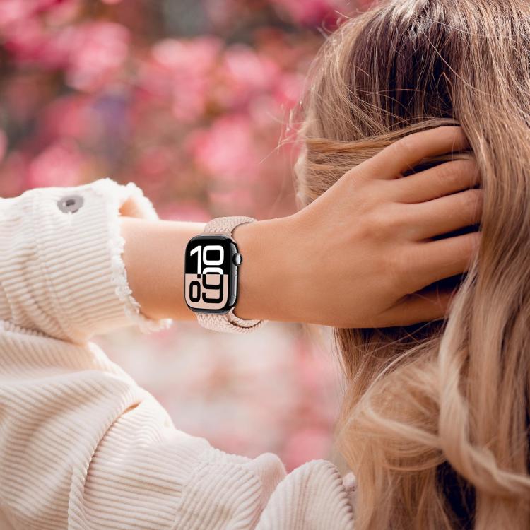 For Apple Watch 42mm / 41mm / 40mm / 38mm xDfind Magnetic Buckle Loop Woven Watch Band(Pink Sand) by xDfind