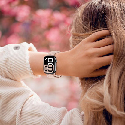 For Apple Watch 46mm / 49mm / 45mm / 44mm xDfind Magnetic Buckle Loop Woven Watch Band(Starlight Pink) by xDfind