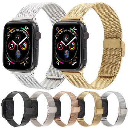 For Apple Watch 46mm / 49mm / 45mm / 44mm Integrated Buckle Embossed Thick Milanese Metal Watch Band(Starlight) by bashfashion