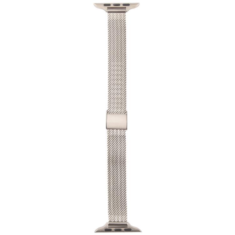 For Apple Watch 46mm / 49mm / 45mm / 44mm Integrated Buckle Embossed Slim Milanese Metal Watch Band(Starlight) by bashfashion