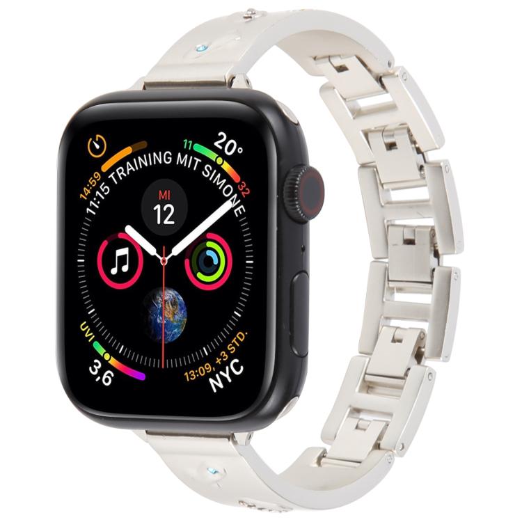 For Apple Watch 46mm / 49mm / 45mm / 44mm Diamond Quick Release Chain Bracelet Metal Watch Band(Starlight) by bashfashion