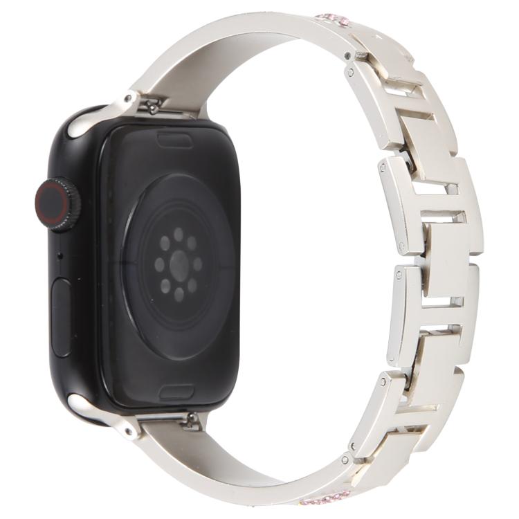 For Apple Watch 46mm / 49mm / 45mm / 44mm Diamond Quick Release Chain Bracelet Metal Watch Band(Starlight) by bashfashion