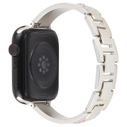 For Apple Watch 46mm / 49mm / 45mm / 44mm Diamond Quick Release Chain Bracelet Metal Watch Band(Starlight) by bashfashion