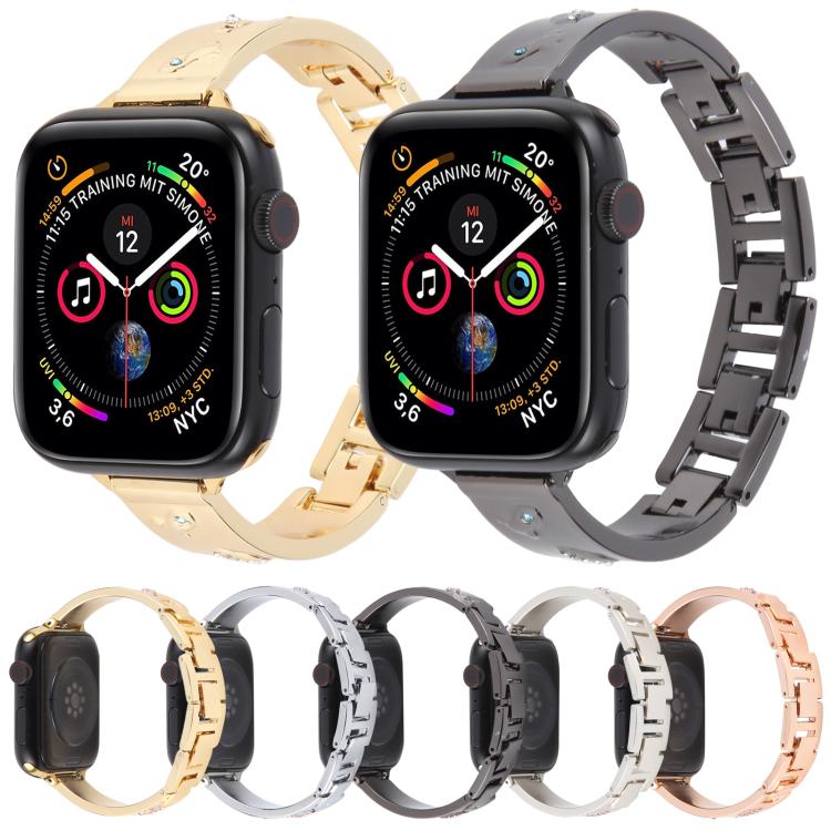 For Apple Watch 46mm / 49mm / 45mm / 44mm Diamond Quick Release Chain Bracelet Metal Watch Band(Starlight) by bashfashion