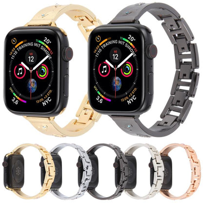For Apple Watch 46mm / 49mm / 45mm / 44mm Diamond Quick Release Chain Bracelet Metal Watch Band(Starlight) by bashfashion