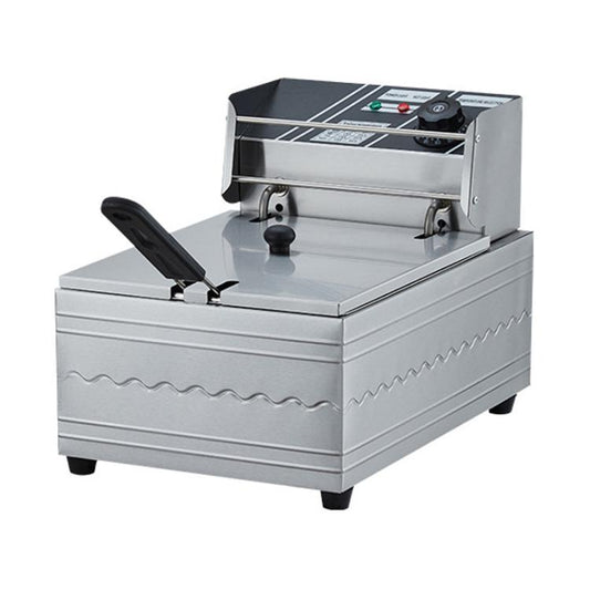 Multifunctional Commercial Stainless Steel Thick Electric Fryer Electric Boiler, Single Cylinder 6L+Timer(UK Plug) by bashfashion