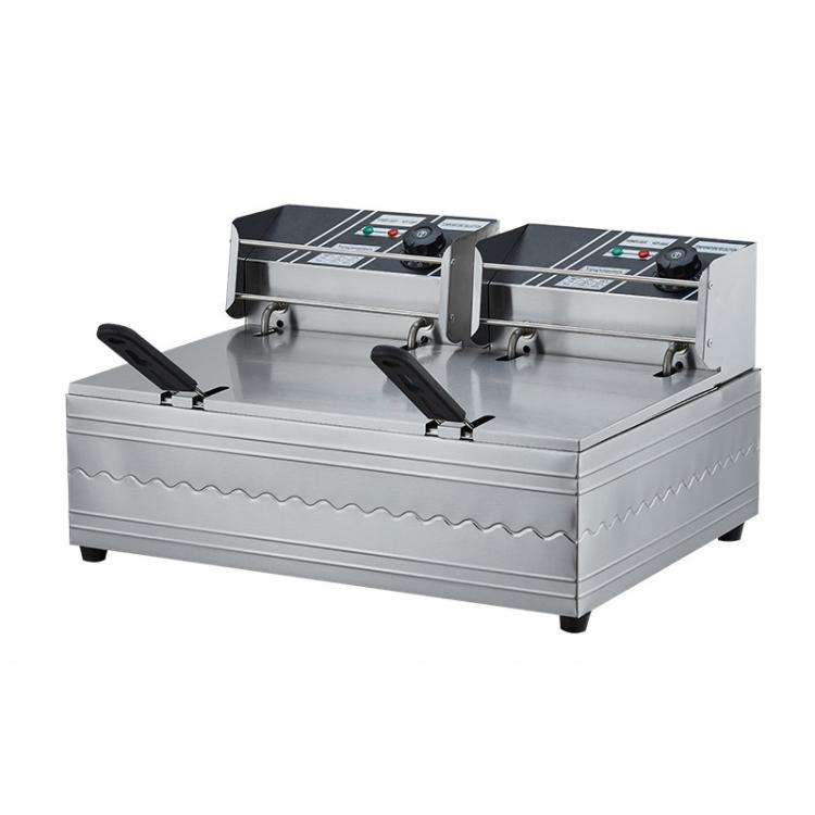 Multifunctional Commercial Stainless Steel Thick Electric Fryer Electric Boiler, Single Cylinder Dual-head 12L+Temperature Limiter(US Plug) by bashfashion