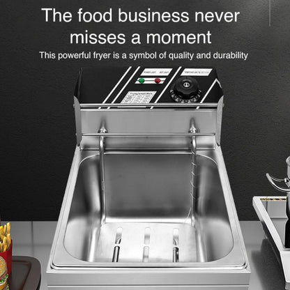 Multifunctional Commercial Stainless Steel Thick Electric Fryer Electric Boiler, Dual Cylinder 12L+Timer(US Plug) by bashfashion