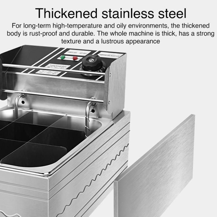 Multifunctional Commercial Stainless Steel Thick Electric Fryer Electric Boiler, Single Cylinder 6L+Timer(UK Plug) by bashfashion