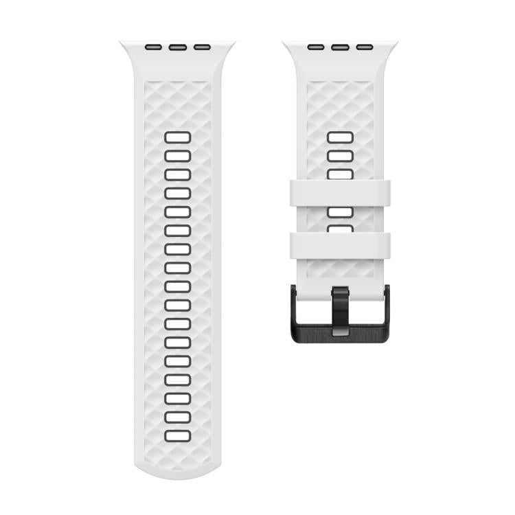 For Apple Watch 46mm / 49mm / 45mm / 44mm Diamond Texture Two Color Silicone Watch Band(White Black) by bashfashion