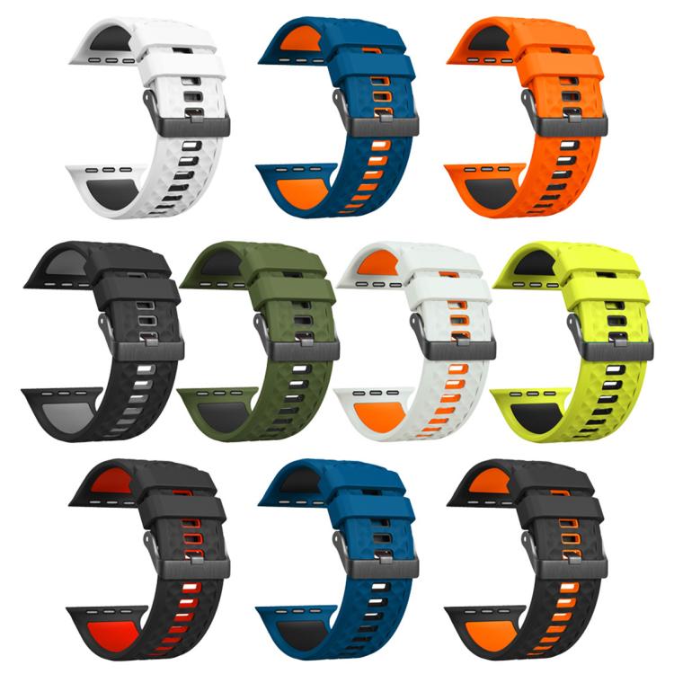 For Apple Watch 46mm / 49mm / 45mm / 44mm Diamond Texture Two Color Silicone Watch Band(White Black) by bashfashion