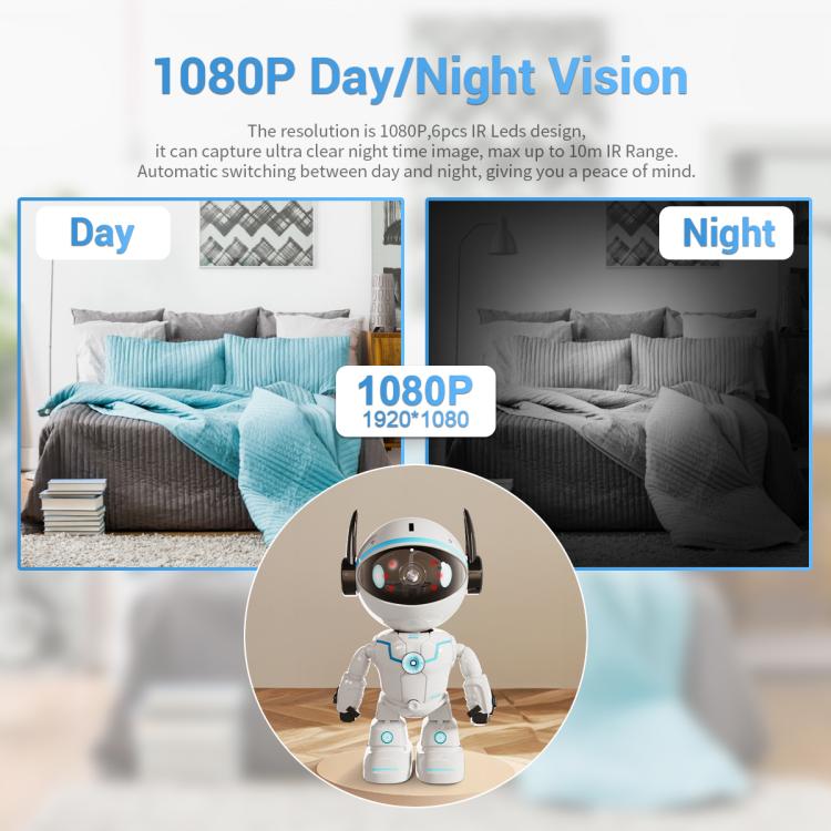 ESCAM PT205 5G WiFi Smart Robot Wireless AI Automatic Tracking Camera, Two Way Audio / Night Nersion, Plug:EU Plug(White) by ESCAM