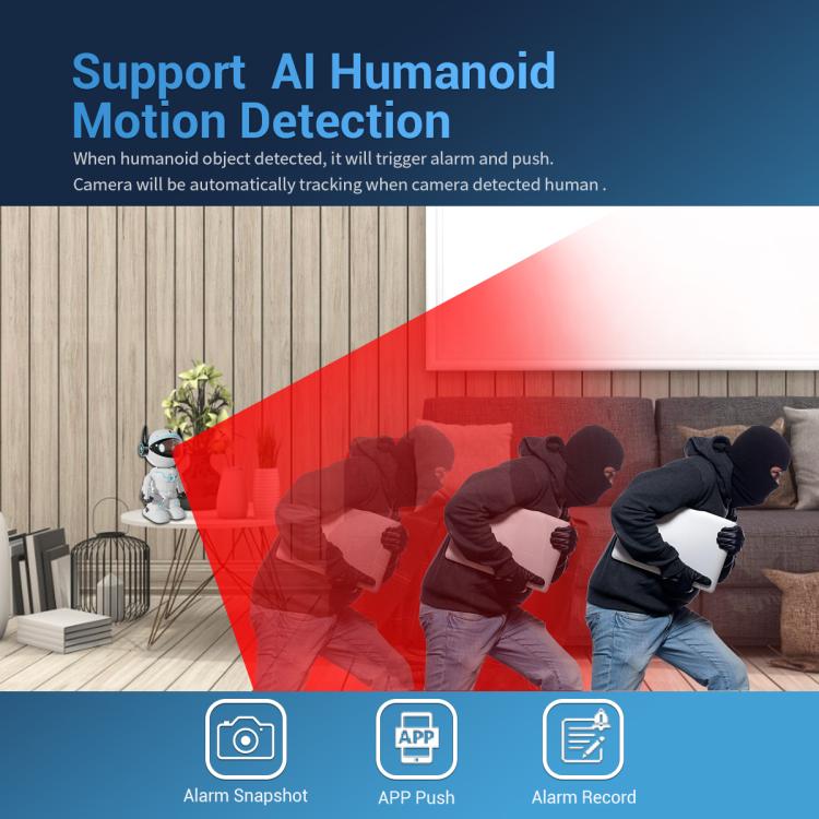 ESCAM PT205 5G WiFi Smart Robot Wireless AI Automatic Tracking Camera, Two Way Audio / Night Nersion, Plug:EU Plug(White) by ESCAM