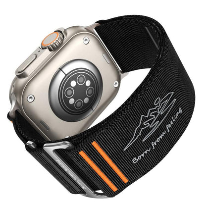 For Apple Watch 46mm / 49mm / 45mm / 44mm Traveler Nylon Watch Band(Black) by bashfashion