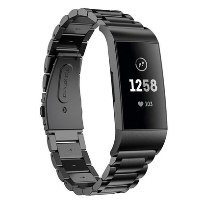 For Fitbit Charge 4 / 3 xDfind Three Beads Quick Release Metal Watch Band(Black) by xDfind