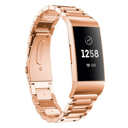 For Fitbit Charge 4 / 3 xDfind Three Beads Quick Release Metal Watch Band(Rose Gold) by xDfind