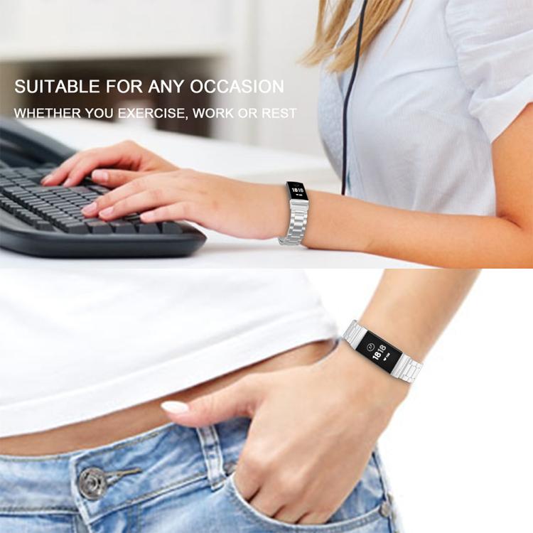 For Fitbit Charge 6 / 5 xDfind Three Beads Quick Release Metal Watch Band(Rose Gold) by xDfind