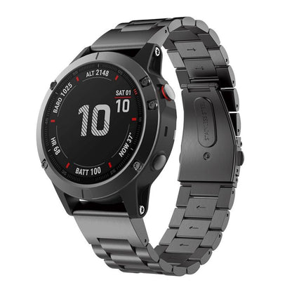 For Garmin Fenix 8/7X/6X/5X 26mm xDfind Three Beads Quick Release Metal Watch Band(Black) by xDfind