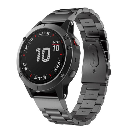 For Garmin Fenix 8/7X/6X/5X 26mm xDfind Three Beads Quick Release Metal Watch Band(Black) by xDfind