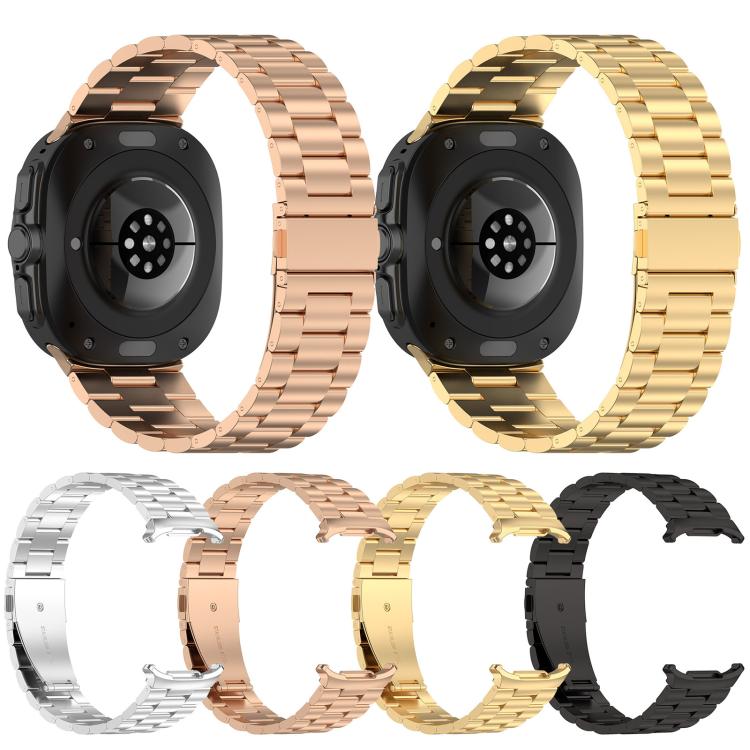 For Samsung Galaxy Watch Ultra 47mm xDfind Three Beads Metal Watch Band(Rose Gold) by xDfind