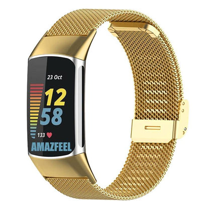 For Fitbit Charge 6 / 5 xDfind Milanese Metal Buckle Watch Band(Gold) by xDfind