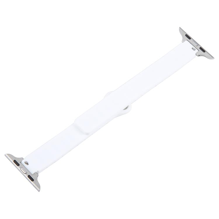 For Apple Watch 46mm / 49mm / 45mm / 44mm Slim I-shaped Magnetic Silicone Watch Band(Silver+White) by bashfashion