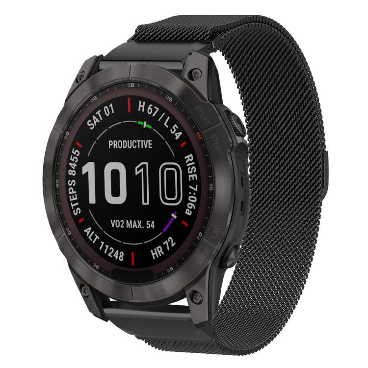 For Garmin Fenix 8/7X/6X/5X 26mm xDfind Milanese Quick Fit Metal Watch Band(Black) by xDfind
