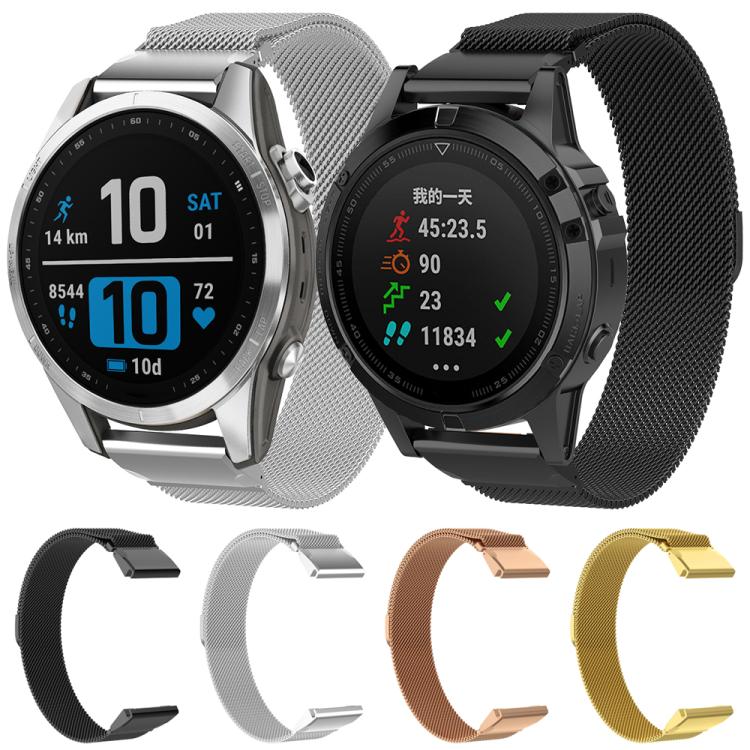 For Garmin Fenix 8/7X/6X/5X 26mm xDfind Milanese Quick Fit Metal Watch Band(Black) by xDfind