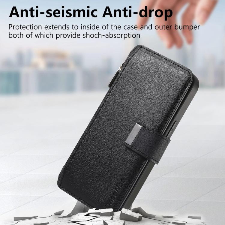 For iPhone 17 Pro Max CaseNeo MagSafe RFID Anti-theft Zipper Wallet Retro Leather Phone Case(Black) by CaseNeo
