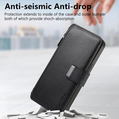 For iPhone 17 Pro Max CaseNeo MagSafe RFID Anti-theft Zipper Wallet Retro Leather Phone Case(Black) by CaseNeo