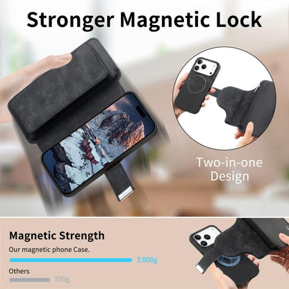 For iPhone 17 Pro Max CaseNeo MagSafe RFID Anti-theft Zipper Wallet Retro Leather Phone Case(Black) by CaseNeo