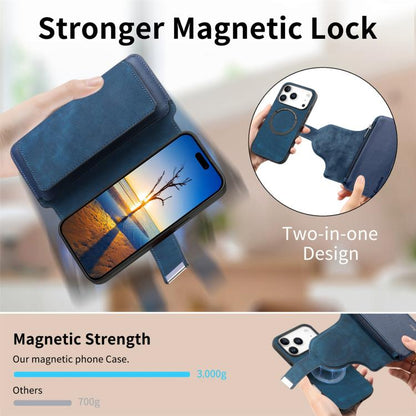 For iPhone 17 Pro CaseNeo MagSafe RFID Anti-theft Zipper Wallet Retro Leather Phone Case(Blue) by CaseNeo