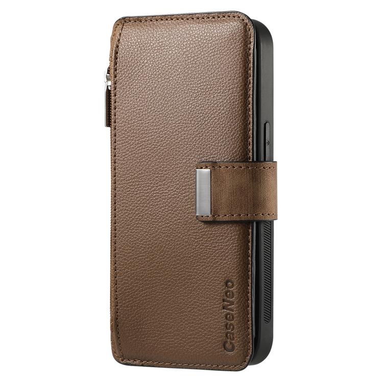 For iPhone 17 CaseNeo MagSafe RFID Anti-theft Zipper Wallet Retro Leather Phone Case(Brown) by CaseNeo