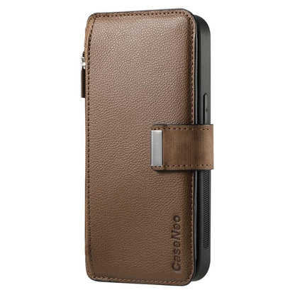 For iPhone 17 CaseNeo MagSafe RFID Anti-theft Zipper Wallet Retro Leather Phone Case(Brown) by CaseNeo