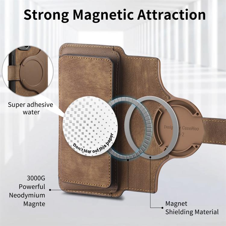 For iPhone 17 CaseNeo MagSafe RFID Anti-theft Zipper Wallet Retro Leather Phone Case(Brown) by CaseNeo