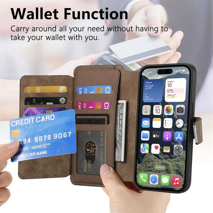 For iPhone 17 CaseNeo MagSafe RFID Anti-theft Zipper Wallet Retro Leather Phone Case(Brown) by CaseNeo