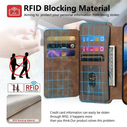 For iPhone 17 CaseNeo MagSafe RFID Anti-theft Zipper Wallet Retro Leather Phone Case(Brown) by CaseNeo