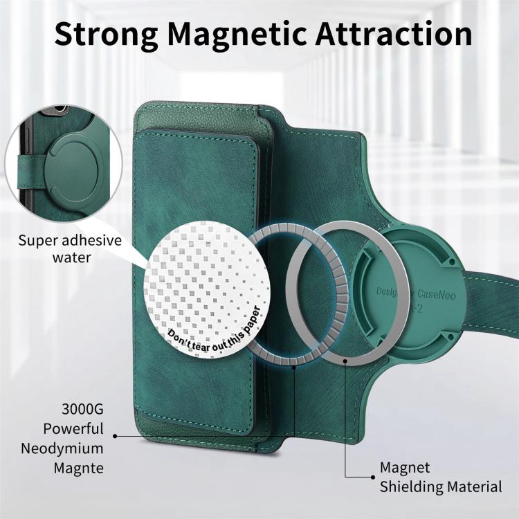 For iPhone 17 CaseNeo MagSafe RFID Anti-theft Zipper Wallet Retro Leather Phone Case(Green) by CaseNeo