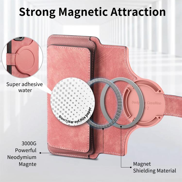 For iPhone 17 CaseNeo MagSafe RFID Anti-theft Zipper Wallet Retro Leather Phone Case(Pink) by CaseNeo