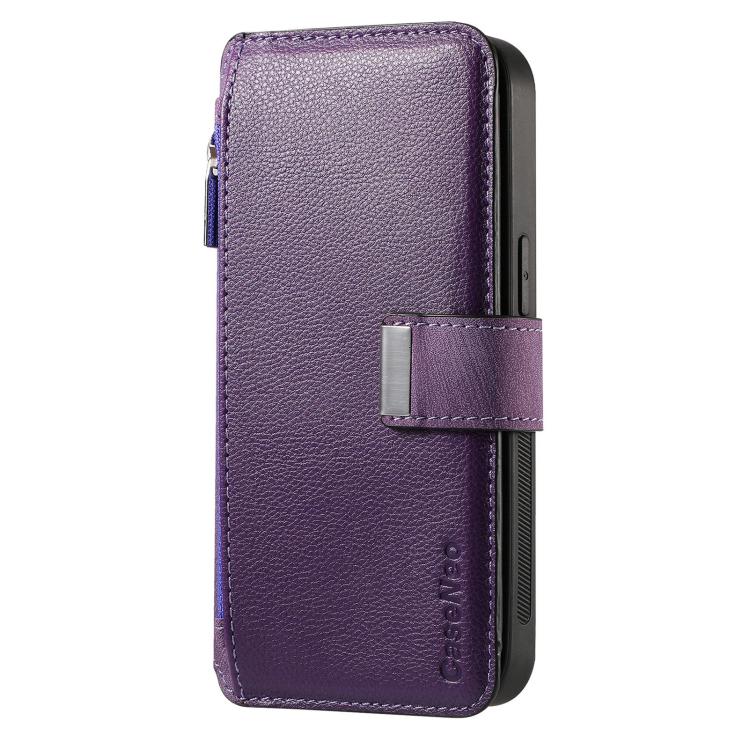 For iPhone 17 CaseNeo MagSafe RFID Anti-theft Zipper Wallet Retro Leather Phone Case(Purple) by CaseNeo