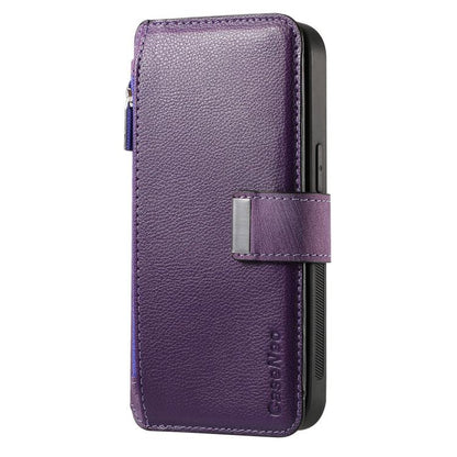 For iPhone 17 CaseNeo MagSafe RFID Anti-theft Zipper Wallet Retro Leather Phone Case(Purple) by CaseNeo