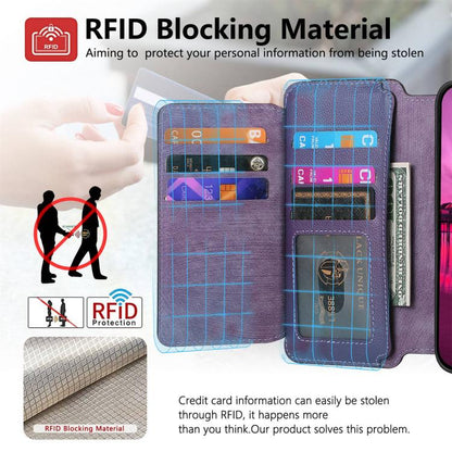 For iPhone 17 CaseNeo MagSafe RFID Anti-theft Zipper Wallet Retro Leather Phone Case(Purple) by CaseNeo