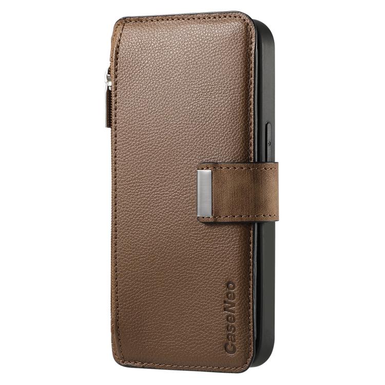 For iPhone Air CaseNeo MagSafe RFID Anti-theft Zipper Wallet Retro Leather Phone Case(Brown) by CaseNeo