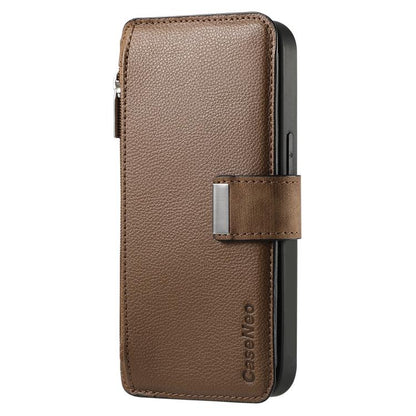 For iPhone Air CaseNeo MagSafe RFID Anti-theft Zipper Wallet Retro Leather Phone Case(Brown) by CaseNeo