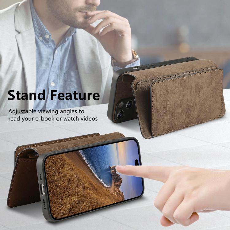 For iPhone Air CaseNeo MagSafe RFID Anti-theft Zipper Wallet Retro Leather Phone Case(Brown) by CaseNeo